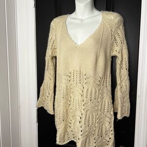 Cottage Core Crochet Vneck top with Bell sleeves